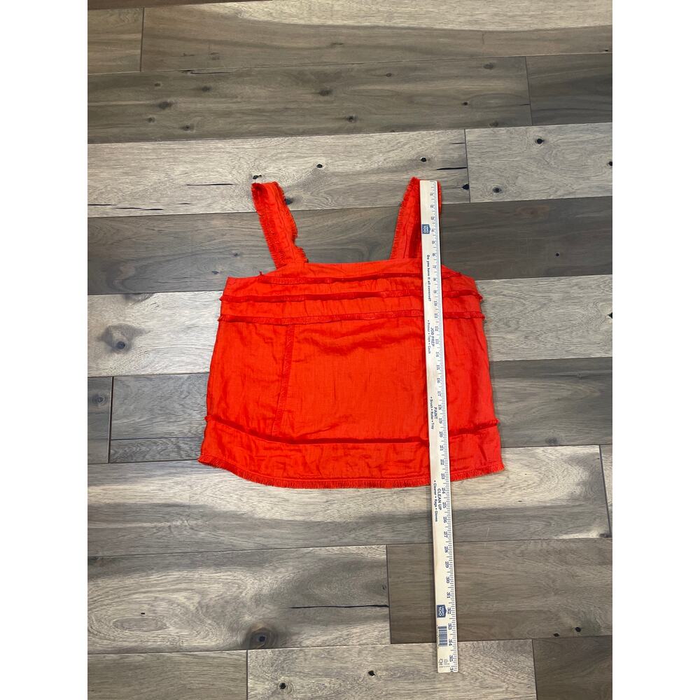 J.Crew 100% Linen Fringe Detail Top Orange Size 14 - Picture 6 of 8